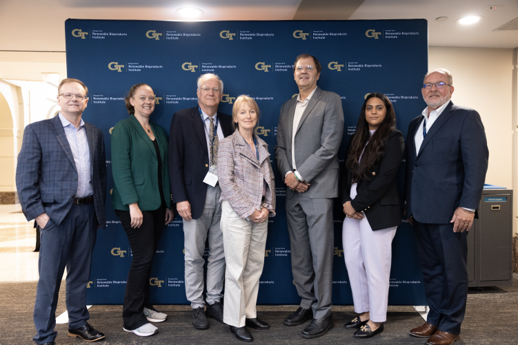 From left: Carson Meredith, Blair Brettmann, Andreas (Andy) S. Bommarius, Ulrika Egertsdotter, Joel Kostka, Titiksha Fernandes and Chris Luettgen.